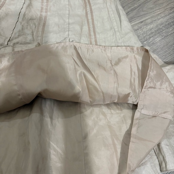 Willi Smith 100% Linen Knee Length Skirt Beige Flare Sz 12 Western Boho Lined - Picture 5 of 8